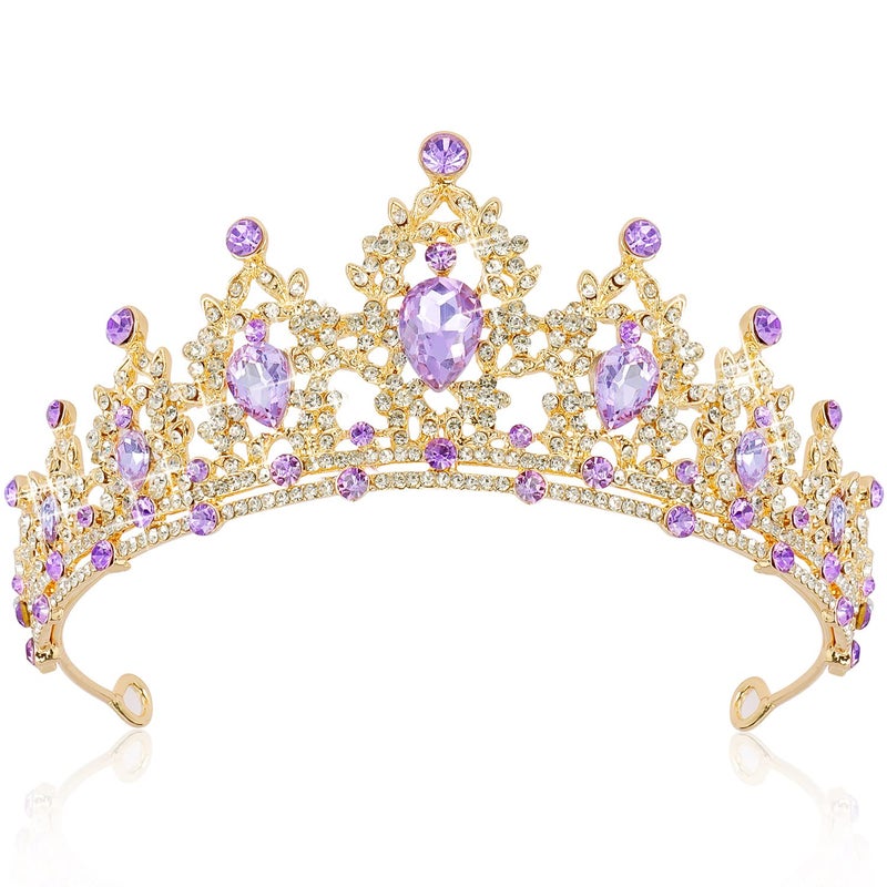 SuPoo Purple Crowns for Women Birthday Crown Purple Gems Princess Crown Tiaras for Girls Crystal Headband Rhinestone Queen Bride Tiara Decoration for Halloween Wedding Party Prom Gifts - Image 1